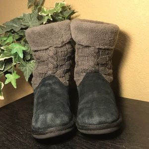 UGG Black & Gray Juniper Suede & Knit Boots